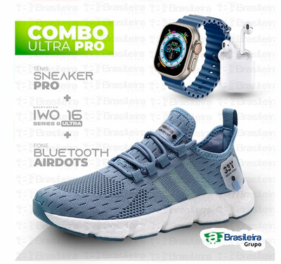 Kit IWO ULTRA Series 8 + Tenis New Fachion Pro + Fone Bluetooth Airdots-i7