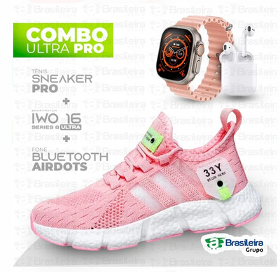 Kit IWO ULTRA Series 8 + Tenis New Fachion Pro + Fone Bluetooth Airdots-i7