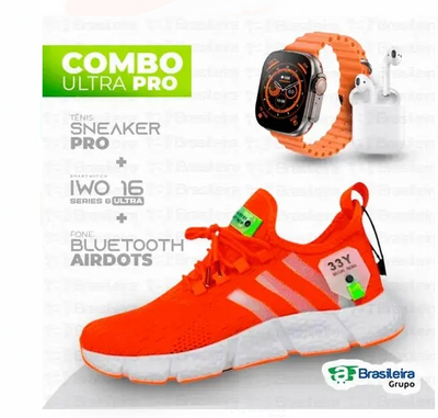 Kit IWO ULTRA Series 8 + Tenis New Fachion Pro + Fone Bluetooth Airdots-i7