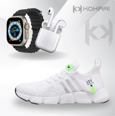 Kit IWO ULTRA Series 8 + Tenis New Fachion Pro + Fone Bluetooth Airdots-i7